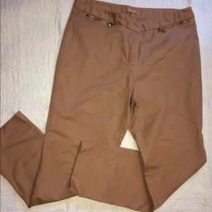 Ellen Tracy camel colored straight leg pants.